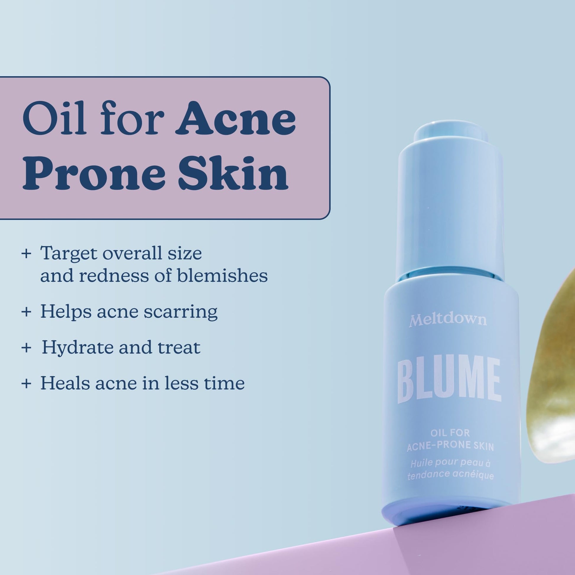 Blume Meltdown - Blue Tansy Face Oil - Acne Treatment + Pore Minimizer - Skin-Smoothing Face Serum with Black Cumin Seed & Rosehip Oil - Helps Calm Redness and Improve Texture (1 Fl oz) - Maple Wellness Supplements