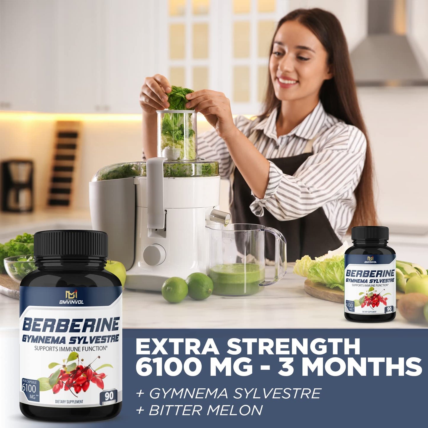 BMVINVOL 5-in-1 Berberine Supplement 6100mg with Ceylon Cinnamon, Gymnema - Maple Wellness Supplements