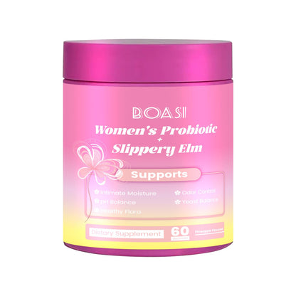 Boasi Women's Probiotics Slippery Elm Gummies,Her Juicy PH Balance,Vaginal Feminine Probiotics Pineapple Gummies,Digestive,Immune Health - Maple Wellness Supplements