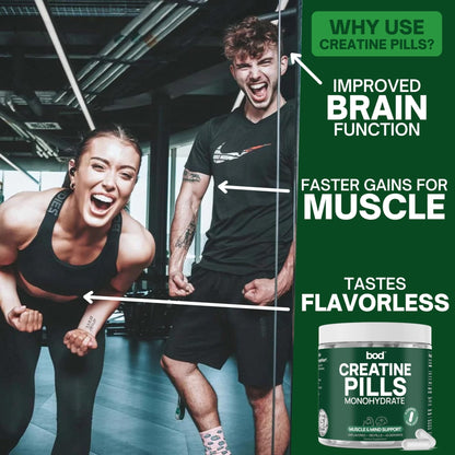 BOD Creatine Monohydrate Capsules – 45 Servings (4 Capsules = 5 g) – Ultra-Pure 200 Mesh Creatine Monohydrate – Strength, Power, Muscle Growth & Recovery - Maple Wellness Supplements