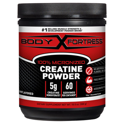 Body Fortress 100% Creatine Monohydrate Powder - Unflavored Micronized Creatine Supplement for Muscle Growth, Strength & Recovery, Pre Workout & Post Workout - Maple Wellness Supplements