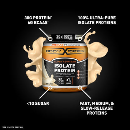 Body Fortress Super Advanced Isolate Protein Powder, Gluten Free, Vanilla Creme Flavored - Maple Wellness Supplements