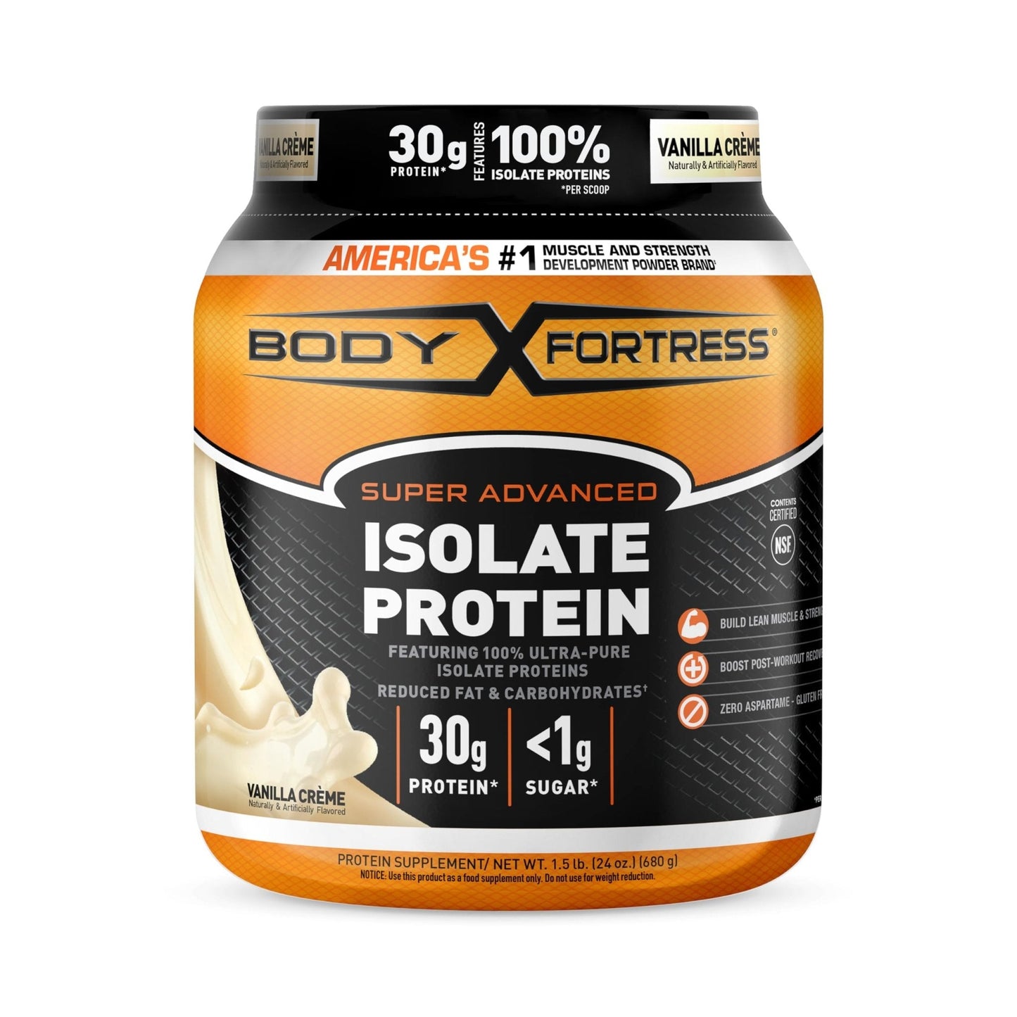 Body Fortress Super Advanced Isolate Protein Powder, Gluten Free, Vanilla Creme Flavored - Maple Wellness Supplements