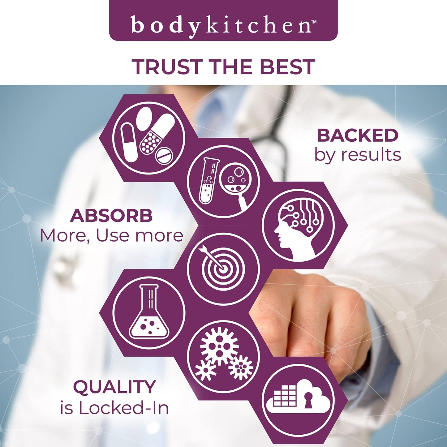 Body Kitchen Pro-Elastin 1000 mg Elastin Supplement, Reduce Signs of Aging, Improved Skin Health, Firmness & Elasticity, Fewer Wrinkles, Veggie Caps (Pack of 3) - Maple Wellness Supplements