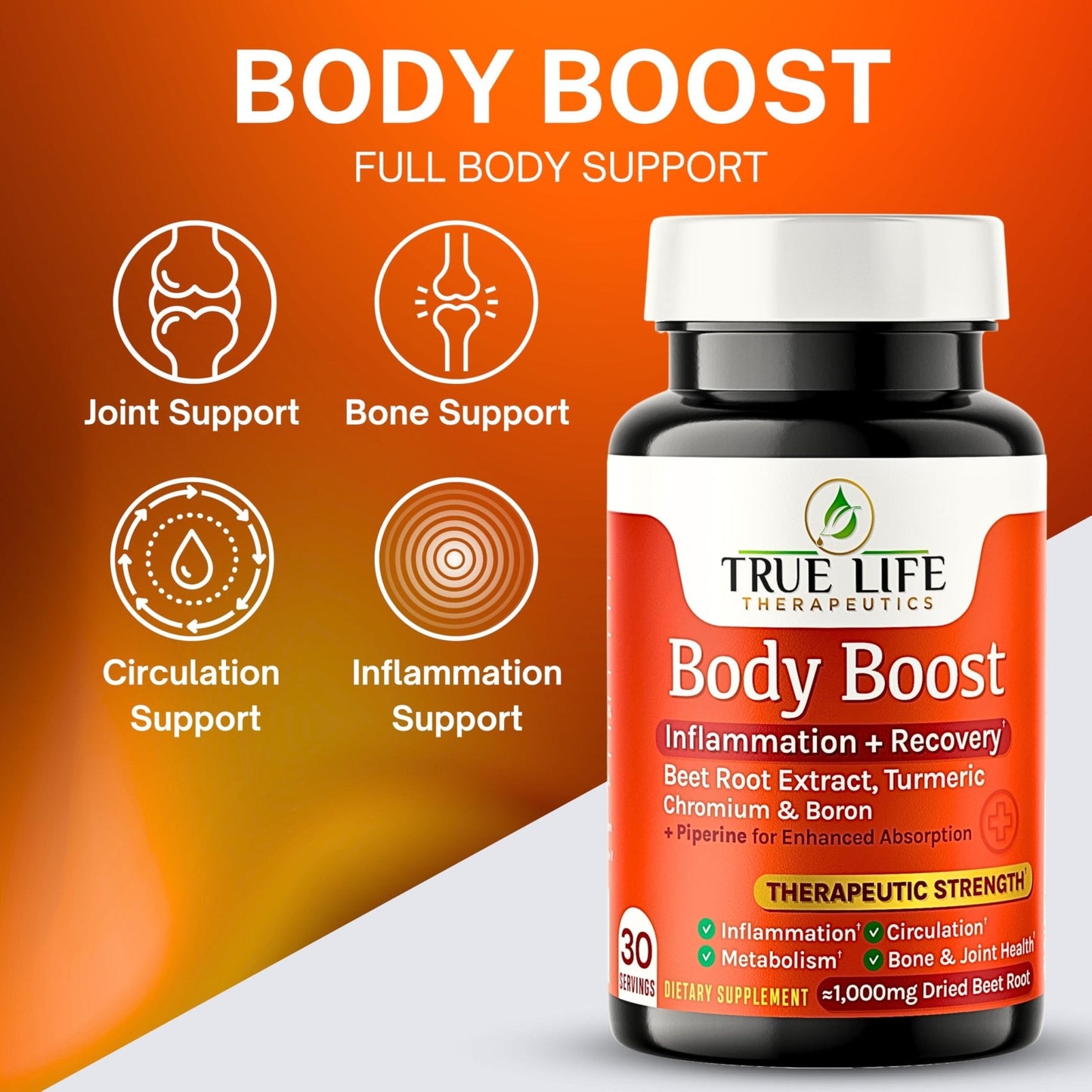 Body Support Tablets – Beet Root Extract, Turmeric Boron & Chromium – Supports Inflammation, Circulation, Hormonal Balance & Metabolic Function – 60ct - 30 Servings - Maple Wellness Supplements