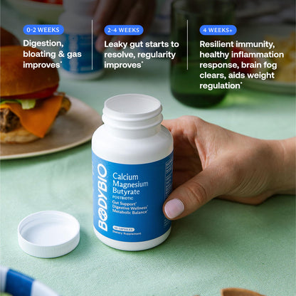 BodyBio Butyrate - Postbiotic for Gut Health, Digestive Support, Bloat, Gas & Constipation Relief, Leaky Gut Repair - Calcium, Magnesium - Maple Wellness Supplements