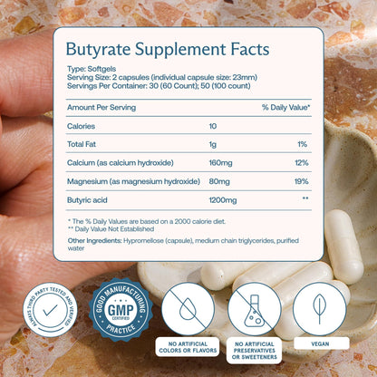BodyBio Butyrate - Postbiotic for Gut Health, Digestive Support, Bloat, Gas & Constipation Relief, Leaky Gut Repair - Calcium, Magnesium - Maple Wellness Supplements