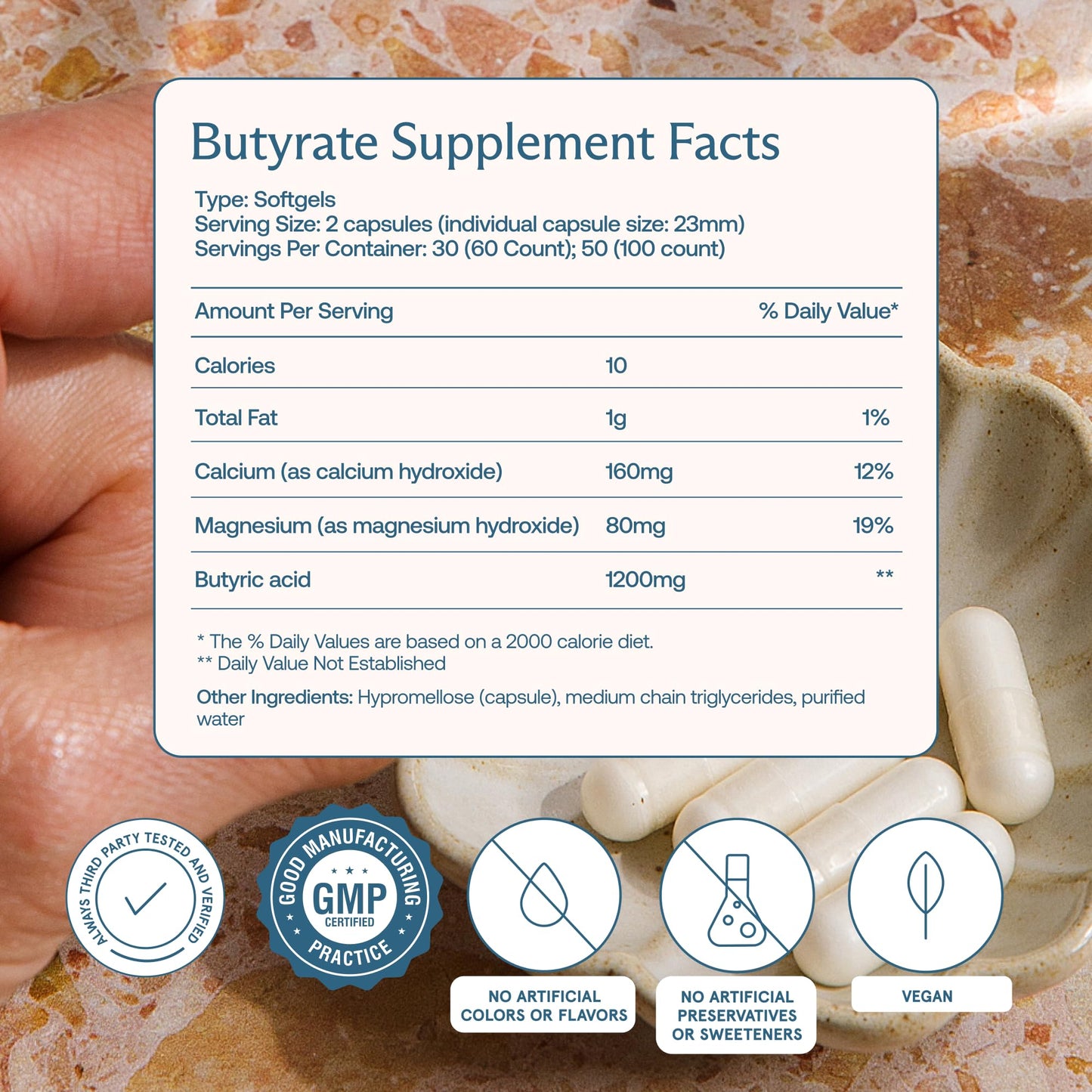 BodyBio Butyrate - Postbiotic for Gut Health, Digestive Support, Bloat, Gas & Constipation Relief, Leaky Gut Repair - Calcium, Magnesium - Maple Wellness Supplements