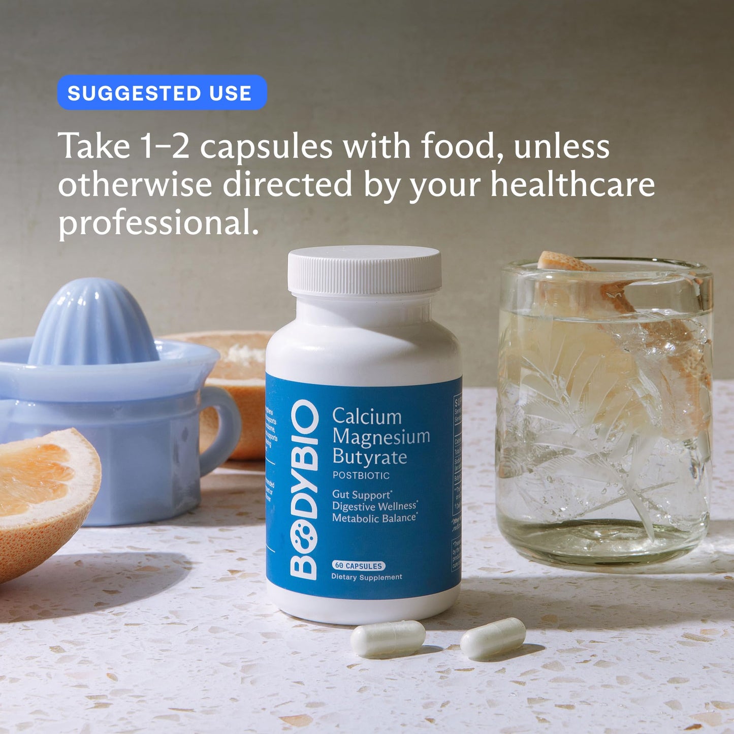 BodyBio Butyrate - Postbiotic for Gut Health, Digestive Support, Bloat, Gas & Constipation Relief, Leaky Gut Repair - Calcium, Magnesium - Maple Wellness Supplements
