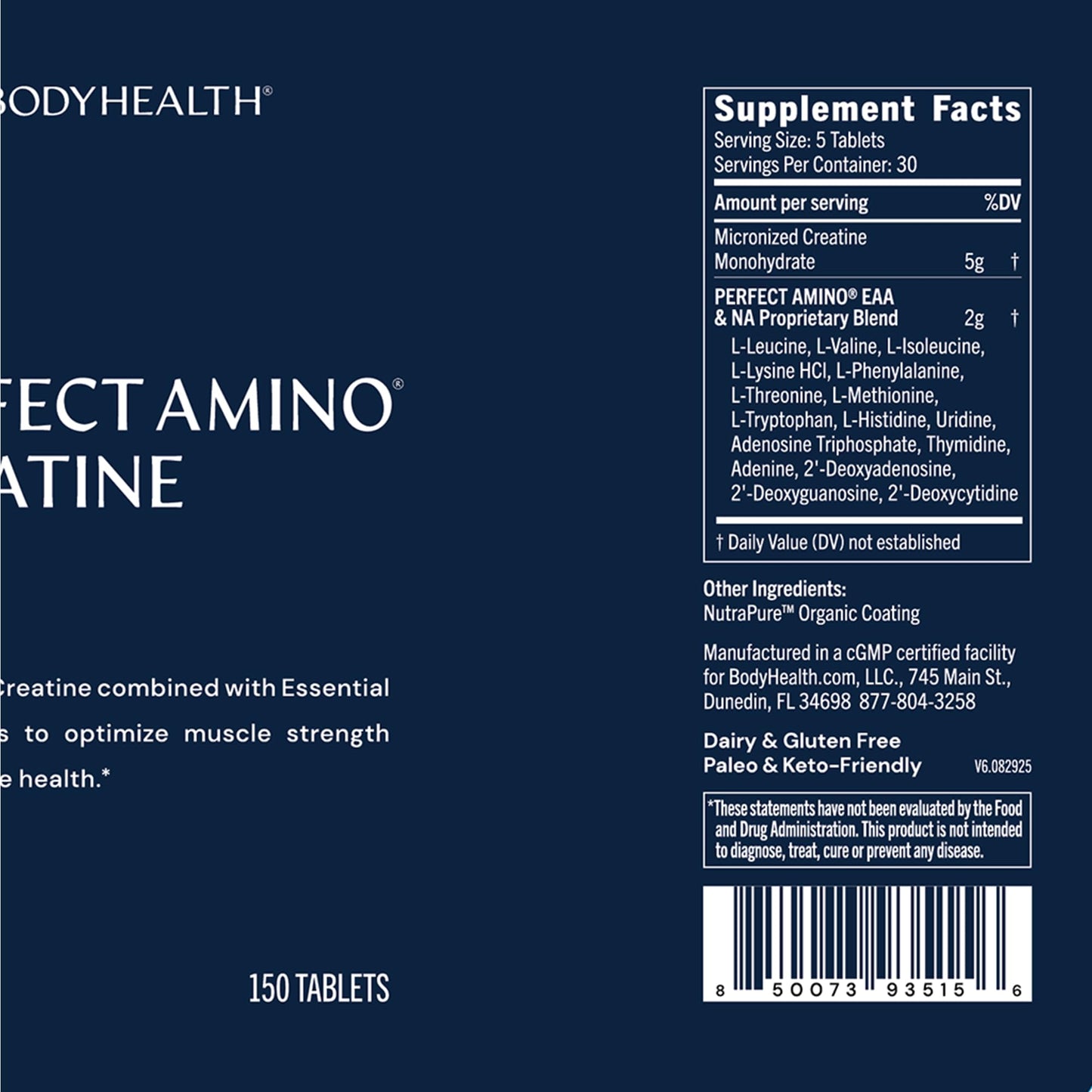 BodyHealth Creatine Monohydrate Tablets – Vegan Pre Workout Supplement with PerfectAmino, BCAAs & EAAs – Keto-Friendly, Muscle Recovery & Energy Support – 5g Creatine Equivalent per Serving - Maple Wellness Supplements