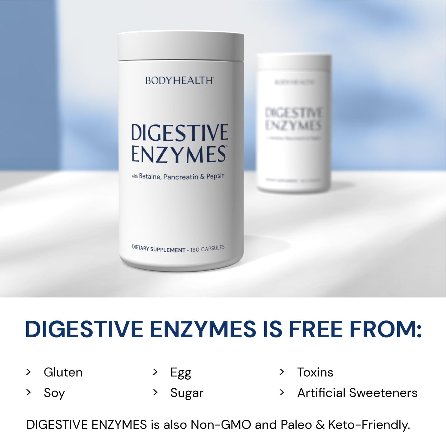 BodyHealth Digestive Enzymes Full Spectrum Digestive Support (180 caps), Betaine, Pepsin, Pancreatin BPP Loaded with Enzymes and Probiotics, Re - Maple Wellness Supplements