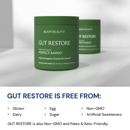 BodyHealth Gut Restore with PerfectAmino, ImmunoLin, and Humic Acid - Gut Health Supplement for Digestive and Immune Support - Unflavored - 30 Servings - Maple Wellness Supplements