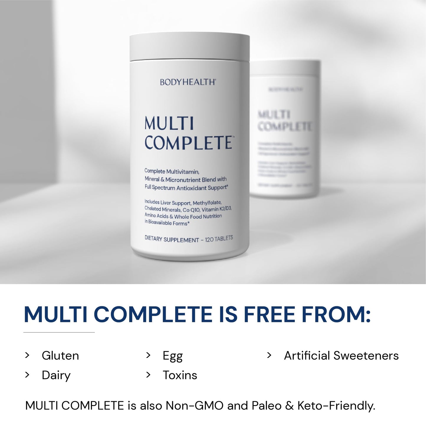 BodyHealth Multi Complete (120 Ct) Daily Multivitamin for Men and Women with Whole Foods, Minerals, Antioxidants, Organic Green Food Concentrates, and Liver Detox Extracts, Non GMO - Maple Wellness Supplements