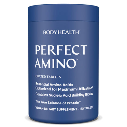 BodyHealth PerfectAmino (150 ct) Easy to Swallow Tablets, Essential Amino Acids Supplement with BCAAs, Vegan Protein for Pre/Post Workout & Muscle Recovery with Lysine, Tryptophan, Leucine, Methionine - Maple Wellness Supplements