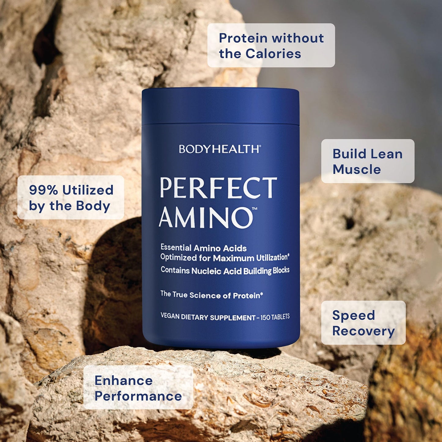 BodyHealth PerfectAmino (300 Tablets) Essential Amino Acid Supplement with EAA, Muscle Recovery, Boost Energy & Stamina, 99% Utilization - Maple Wellness Supplements