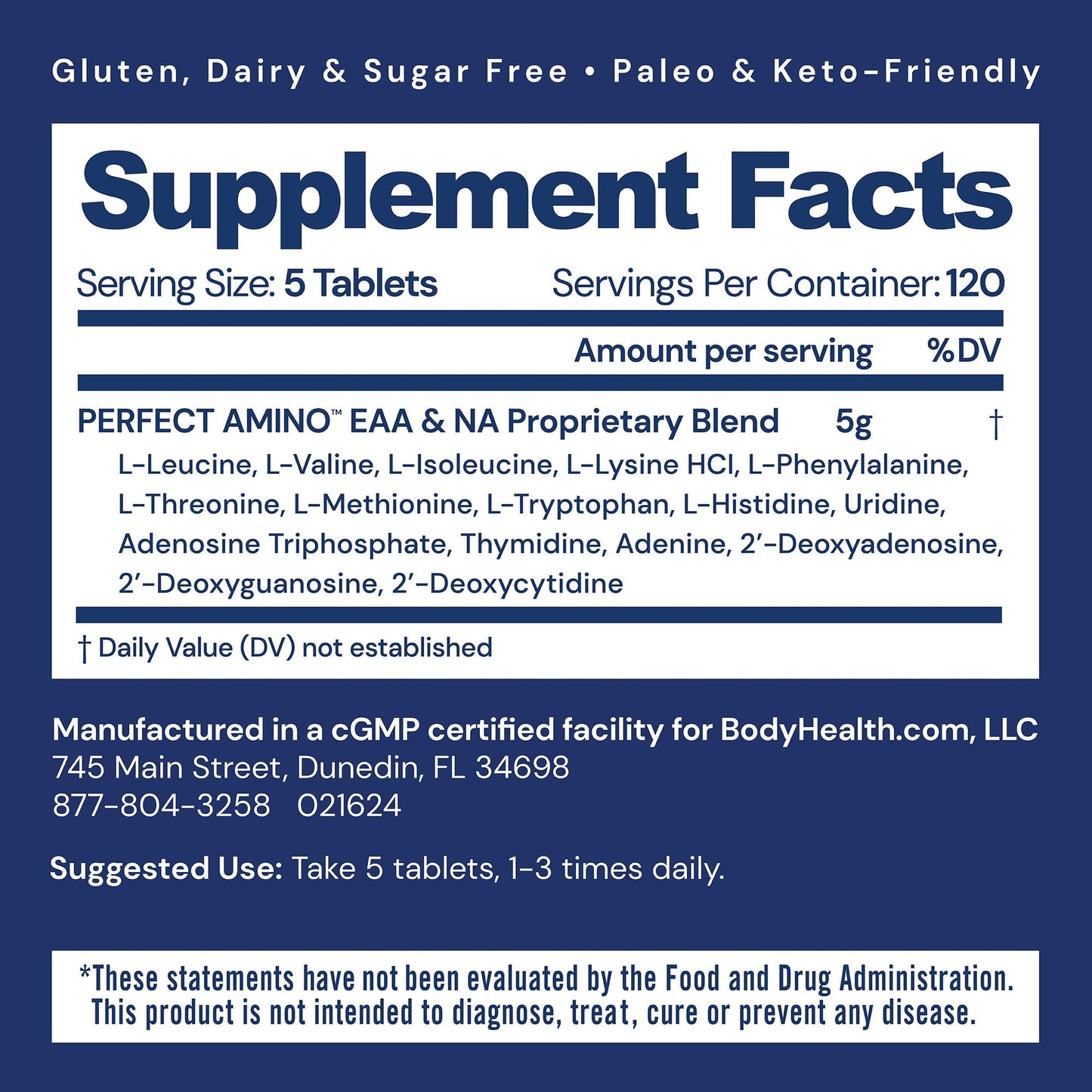 BodyHealth PerfectAmino, Essential Amino Acid with BCAAs + Lysine, Phenylalanine, Threonine, Methionine, Tryptophan, Supplement for Muscle Mass Production, - Maple Wellness Supplements