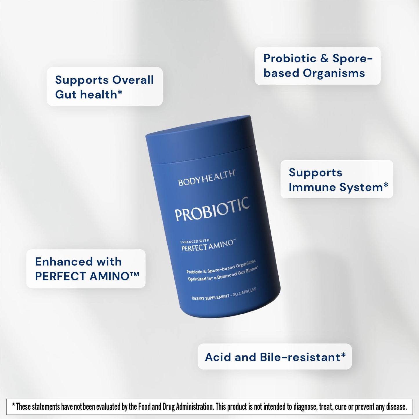 BodyHealth Probiotic Enhanced with PerfectAmino for Women and Men, Spore Based with Bifidobacterium, Lactobacillus Salivarius, - Maple Wellness Supplements