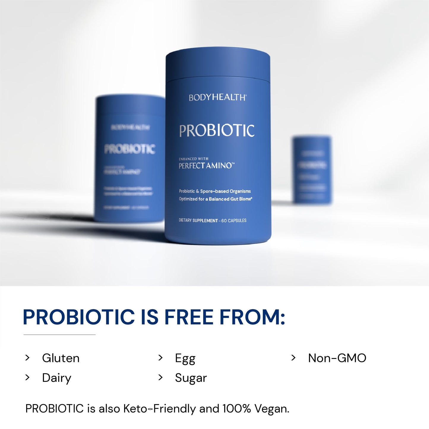BodyHealth Probiotic Enhanced with PerfectAmino for Women and Men, Spore Based with Bifidobacterium, Lactobacillus Salivarius, - Maple Wellness Supplements