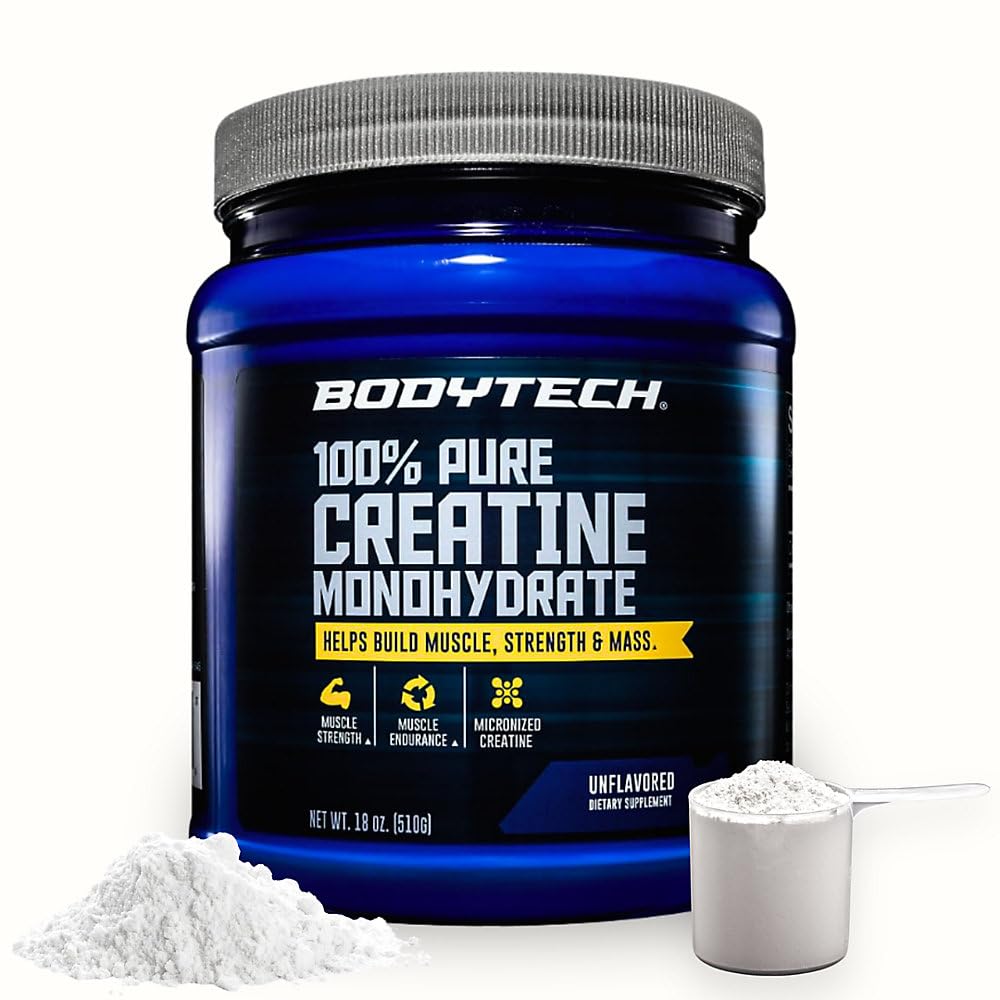 BodyTech Creatine Monohydrate Powder, Unflavored Micronized Creatine Formula for Men and Women, 5g per Serving, Pre Workout & Post Workout Supplement - Maple Wellness Supplements