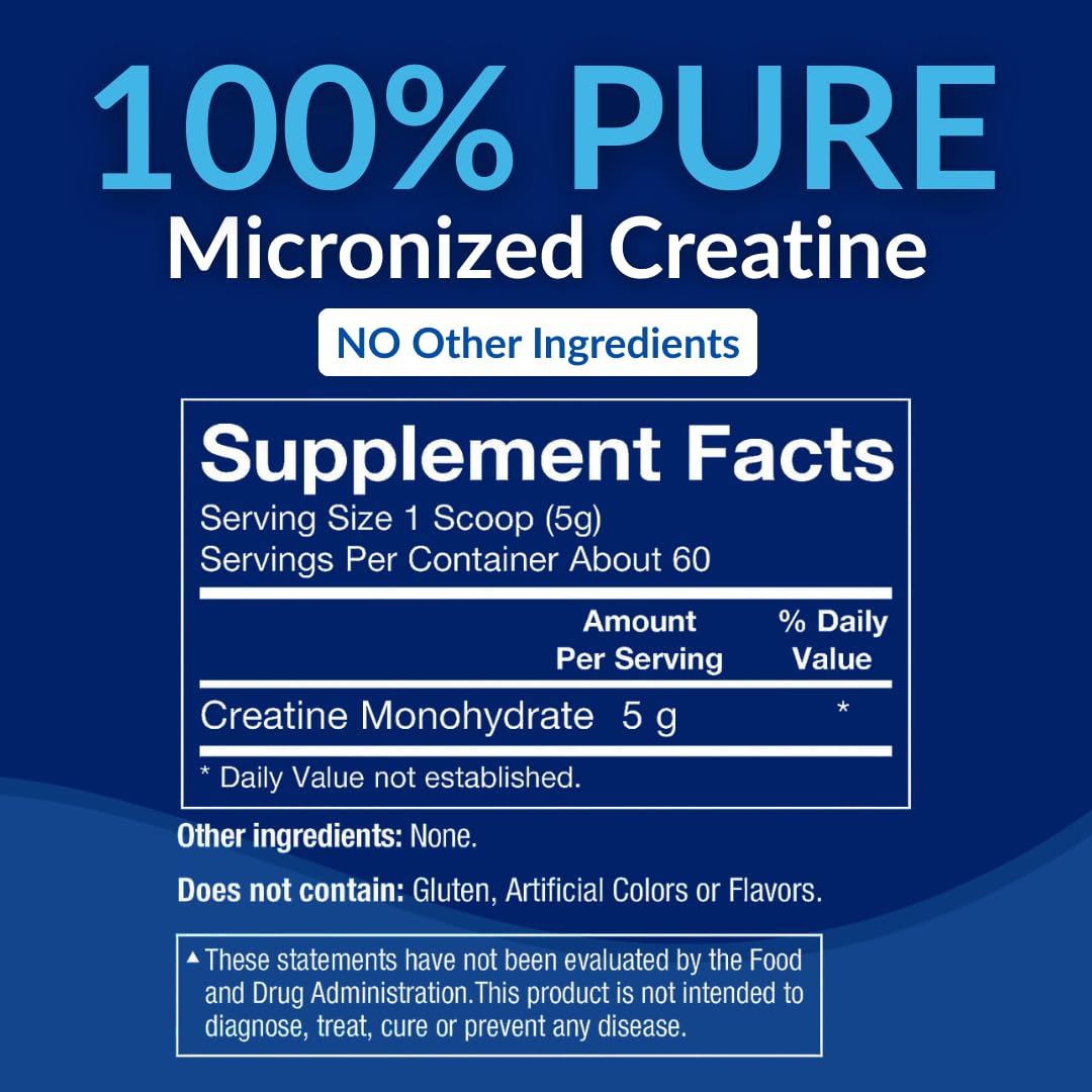 BodyTech Creatine Monohydrate Powder, Unflavored Micronized Creatine Formula for Men and Women, 5g per Serving, Pre Workout & Post Workout Supplement - Maple Wellness Supplements