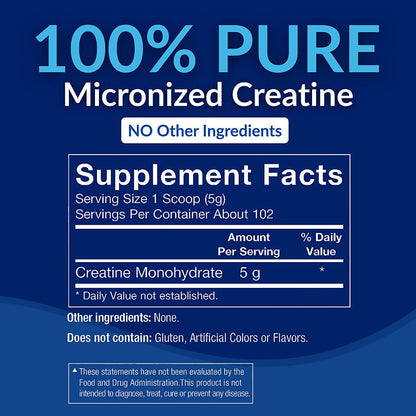BodyTech Creatine Monohydrate Powder, Unflavored Micronized Creatine Formula for Men and Women, 5g per Serving, Pre Workout & Post Workout Supplement - Maple Wellness Supplements
