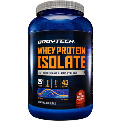 BODYTECH Whey Protein Isolate Powder - Rich Chocolate (3 lbs./43 Servings) - Maple Wellness Supplements