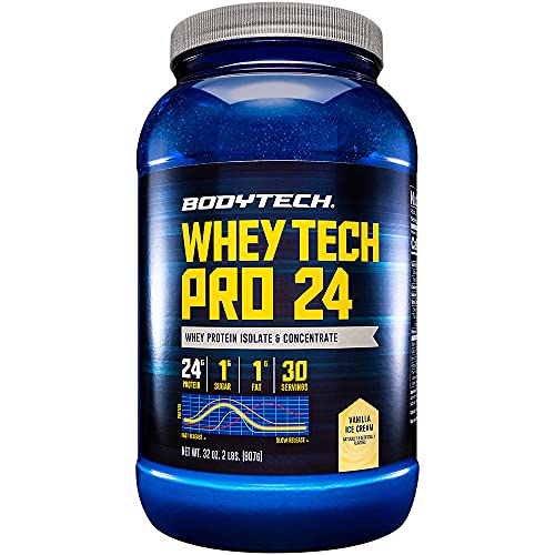 BODYTECH Whey Tech Pro24 Powder Vanilla Ice Cream (2 lbs/30 Servings) - Maple Wellness Supplements
