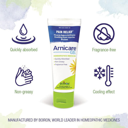 Boiron Arnicare 4.2oz Gel (Pack of 2) - Soothing Relief - Muscle & Joint Pain, Bruises, Swelling - Fragrance-Free - Maple Wellness Supplements