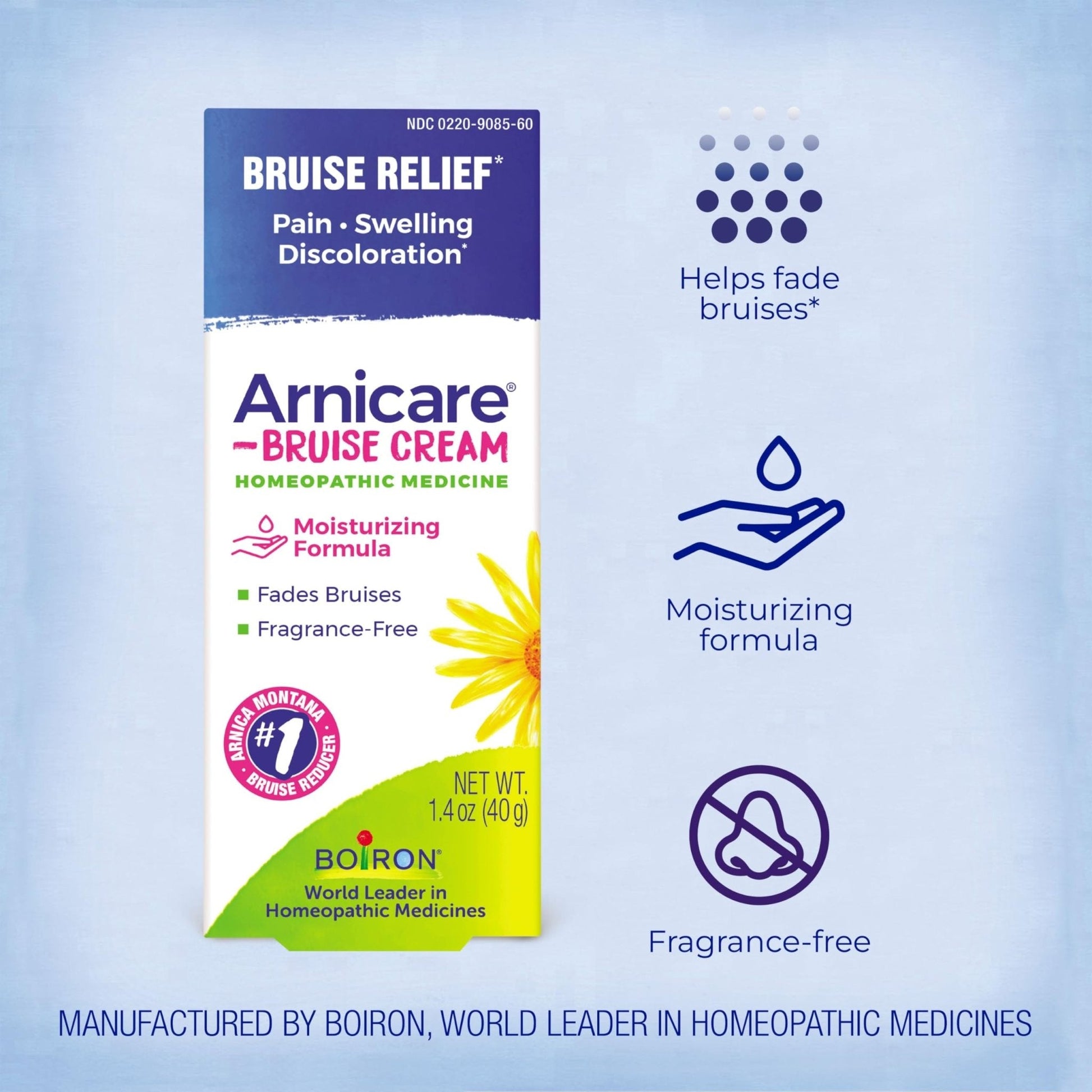 Boiron Arnicare Bruise Cream for Pain Relief from Bruising and Swelling or Discoloration from Injury - 1.4 oz - Maple Wellness Supplements