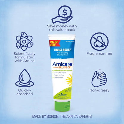 Boiron Arnicare Bruise Gel for Pain, Inflammation or Swelling, Soreness, and Discoloration - Non-greasy and Fragrance-Free - 4.2 oz - Maple Wellness Supplements