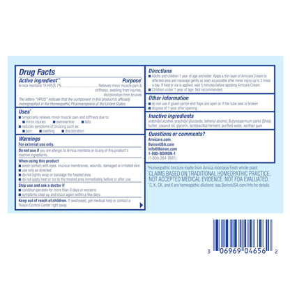 Boiron Arnicare Cream for Joint Pain, Muscle Pain, Swelling, Soreness, Stiffness, and Bruises - Fast Absorbing and Fragrance-Free - 2.5 oz - Maple Wellness Supplements