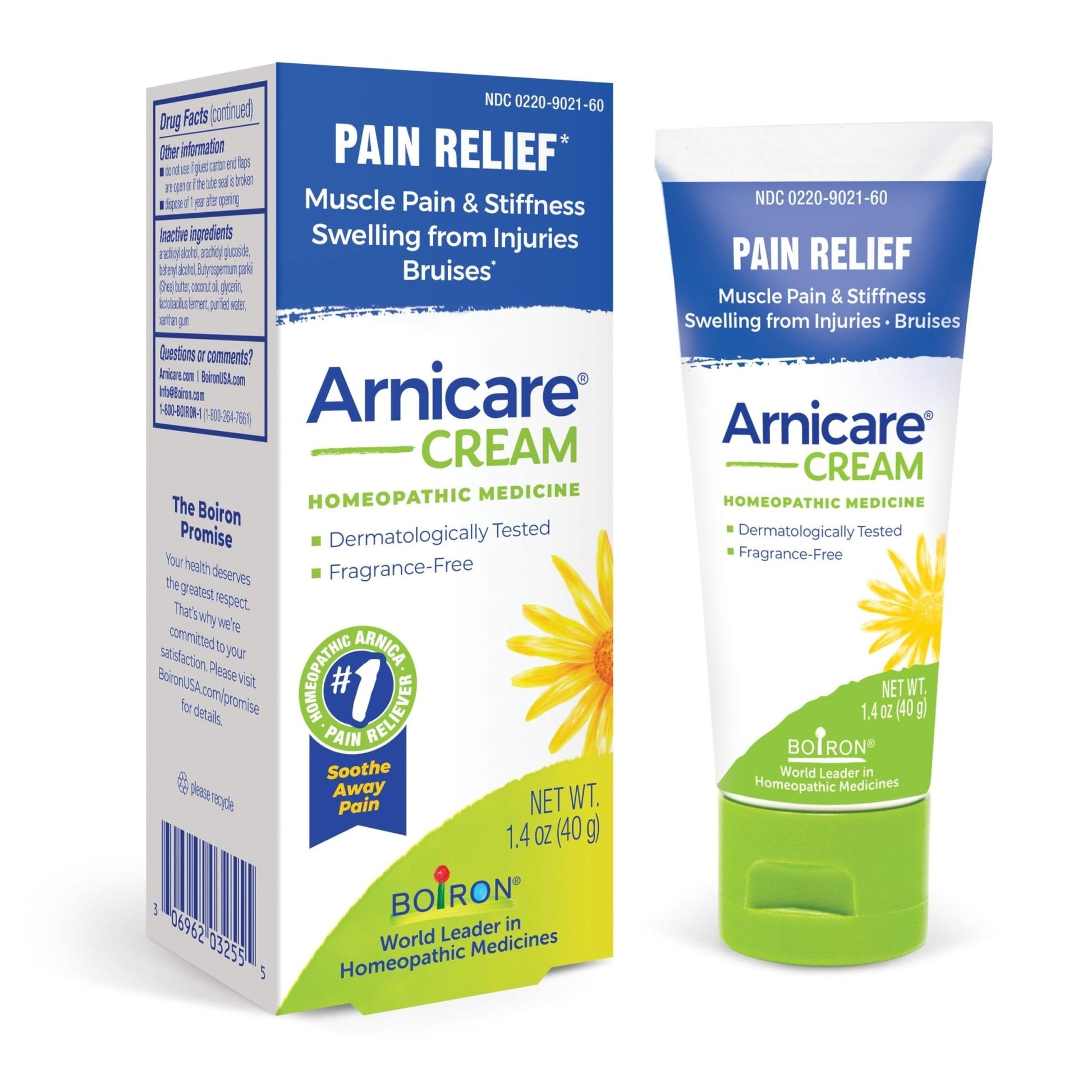 Boiron Arnicare Cream for Relief for Joint Pain, Muscle Pain, Muscle Soreness, and Swelling from Bruises or Injury - Fast Absorbing and Fragrance-Free - 1.3 oz - Maple Wellness Supplements