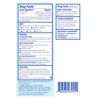 Boiron Arnicare Cream for Relief for Joint Pain, Muscle Pain, Muscle Soreness, and Swelling from Bruises or Injury - Fast Absorbing and Fragrance-Free - 1.3 oz - Maple Wellness Supplements