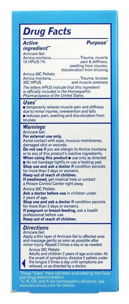 Boiron Arnicare Gel 2.6 oz with Arnica Montana Pellets 80 ct Bluetube - Maple Wellness Supplements