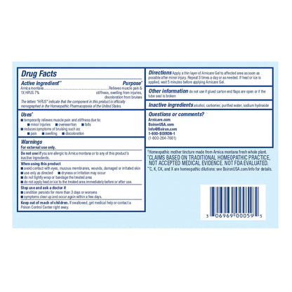 Boiron Arnicare Gel for Joint Pain, Muscle Pain, Swelling, Soreness, and Stiffness - Non-greasy and Fragrance-Free - 2.6 oz - Maple Wellness Supplements