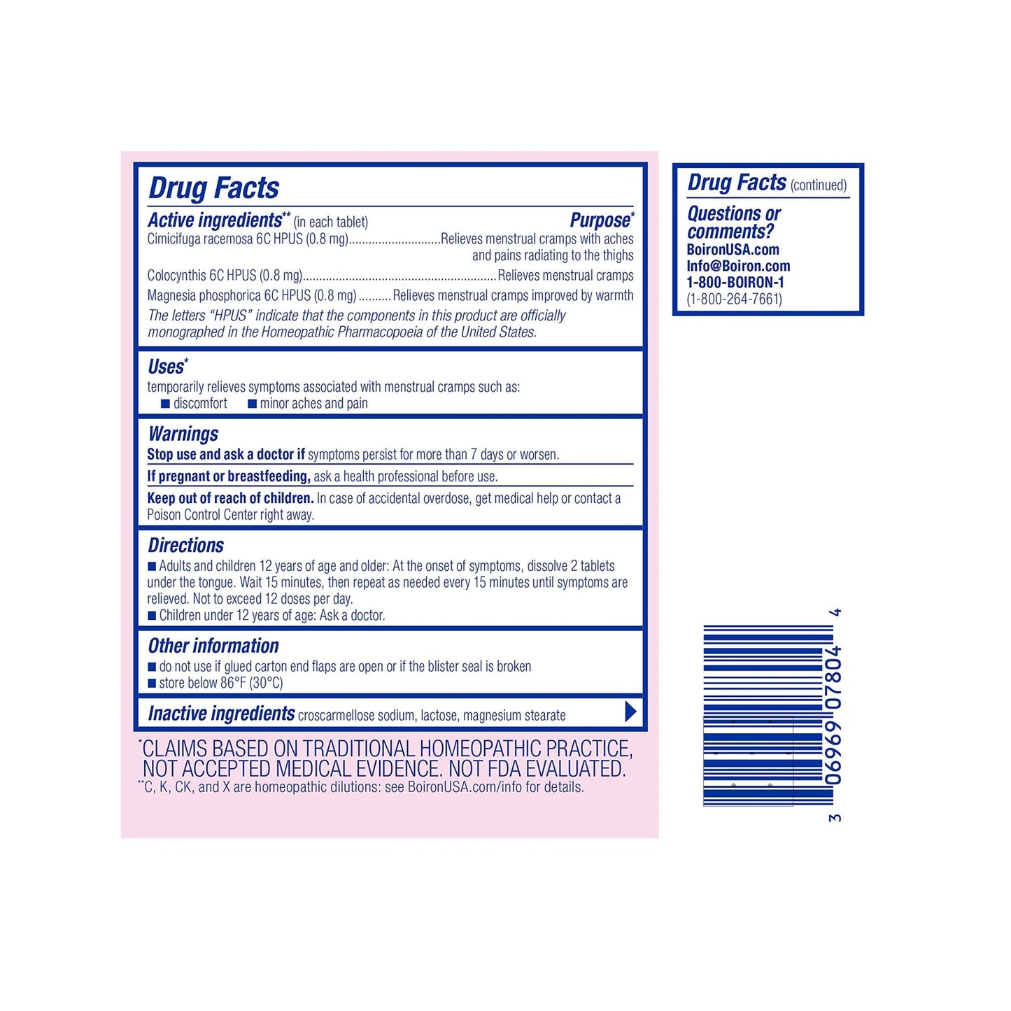 Boiron Cyclease Cramps Tablets for Relief from Menstrual Cramps, Aches, Pain, and Discomfort - 60 Count - Maple Wellness Supplements