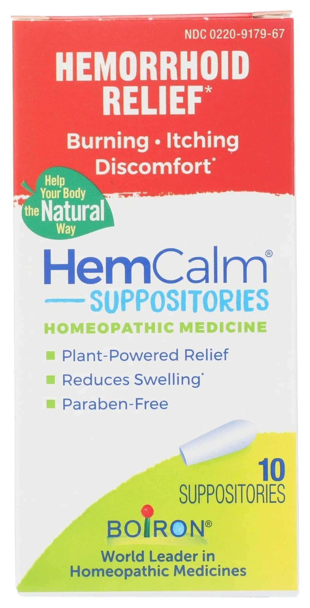 Boiron HemCalm Suppositories for Hemorrhoid Relief of Pain, Itching, Swelling or Discomfort - 10 Count - Maple Wellness Supplements
