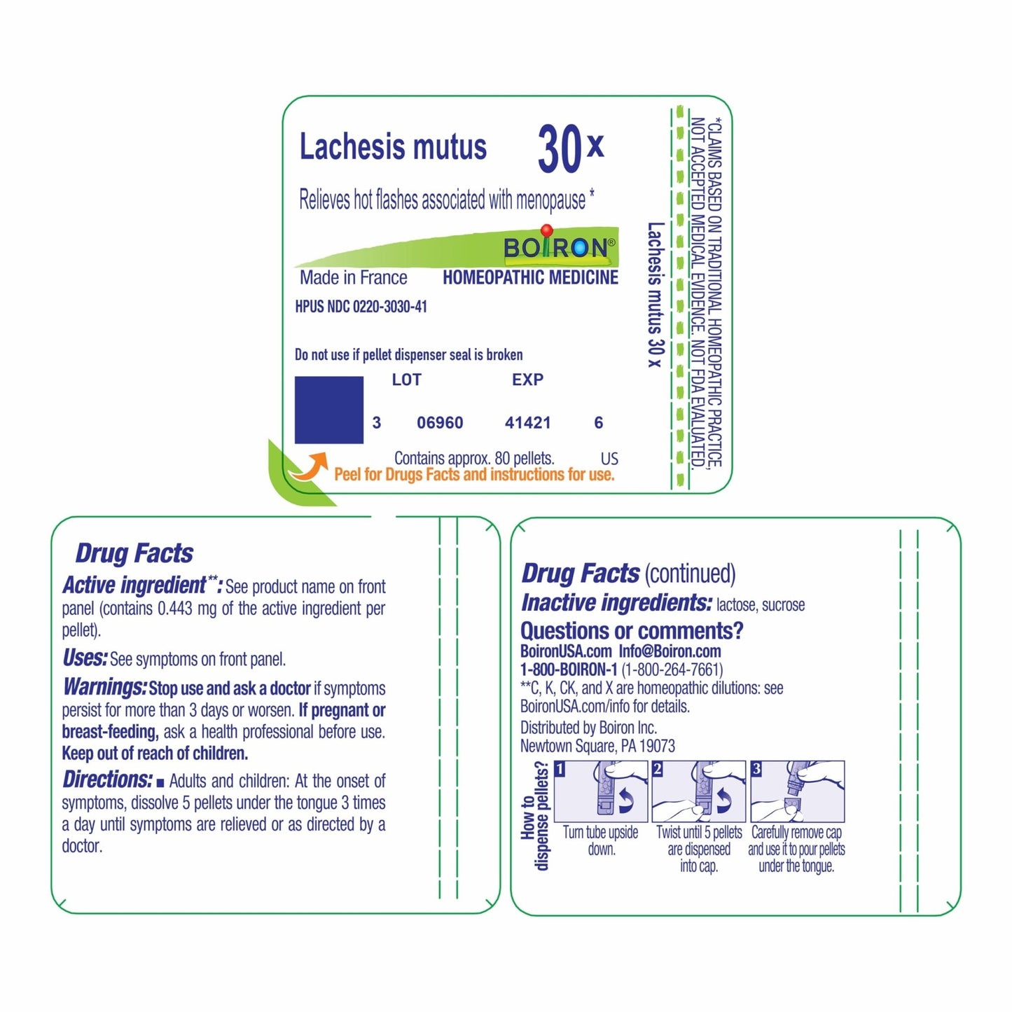 Boiron Lachesis Mutus 30X for Hot Flashes from Menopause - 80 Pellets - Maple Wellness Supplements