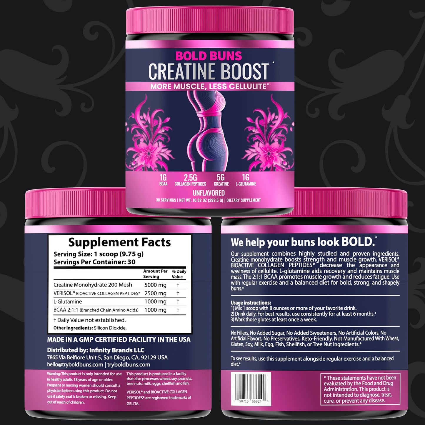 Bold Buns Creatine for Women – Booty Builder Supplement with Collagen & BCAA – Supports Muscle Development, Post-Workout Recovery, Skin Elasticity - Maple Wellness Supplements