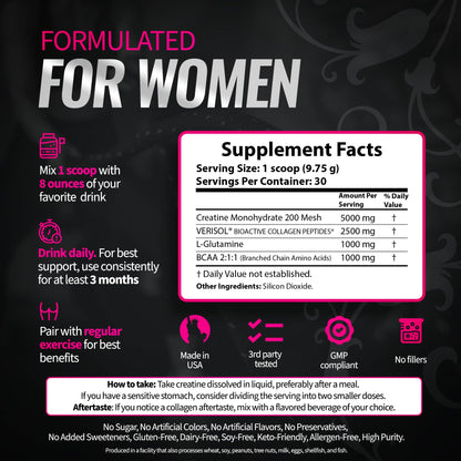 Bold Buns Creatine for Women – Booty Builder Supplement with Collagen & BCAA – Supports Muscle Development, Post-Workout Recovery, Skin Elasticity - Maple Wellness Supplements