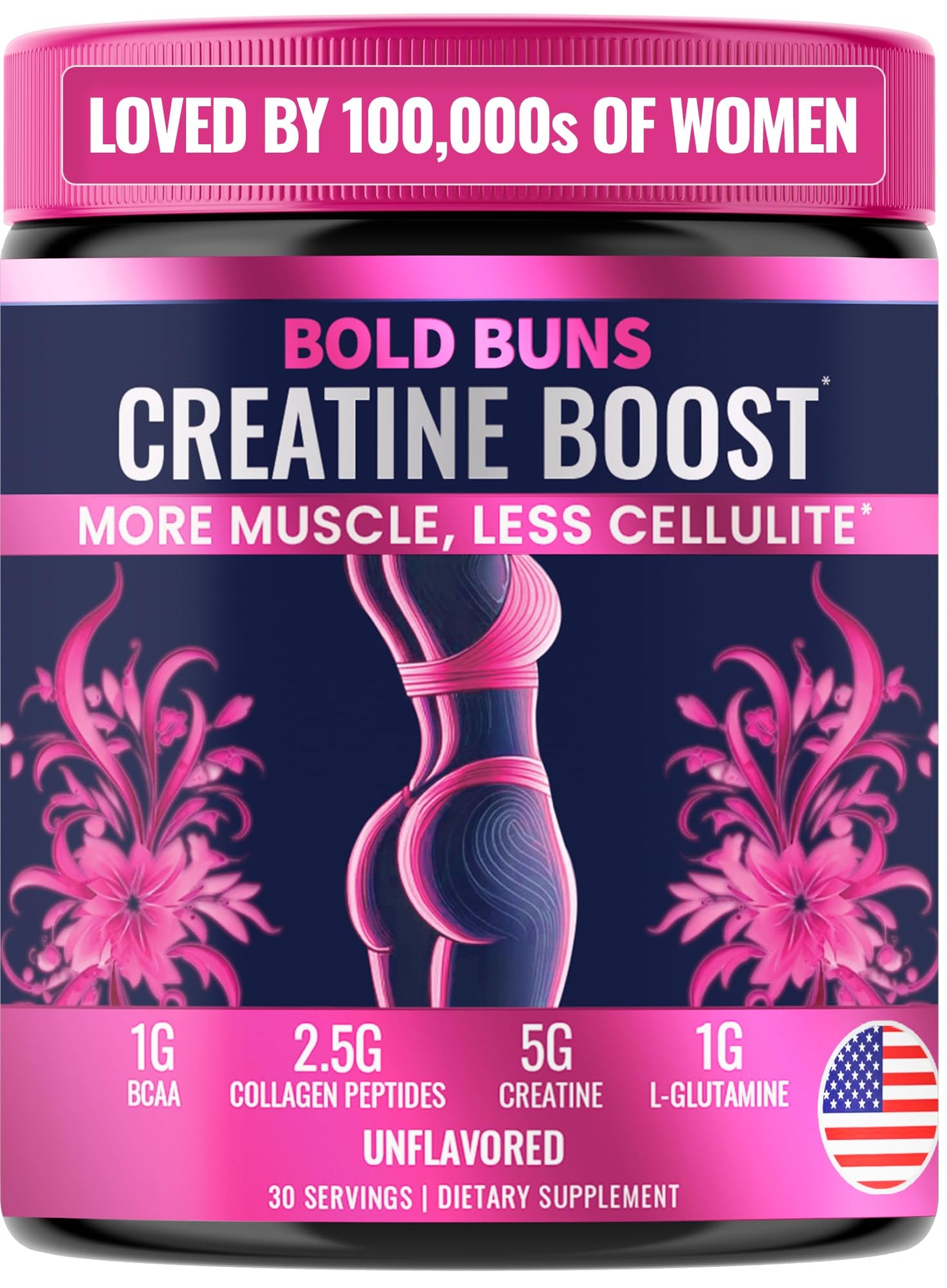 Bold Buns Creatine for Women – Booty Builder Supplement with Collagen & BCAA – Supports Muscle Development, Post-Workout Recovery, Skin Elasticity - Maple Wellness Supplements