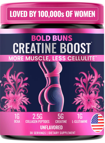 Bold Buns Creatine for Women – Booty Builder Supplement with Collagen & BCAA – Supports Muscle Development, Post-Workout Recovery, Skin Elasticity - Maple Wellness Supplements