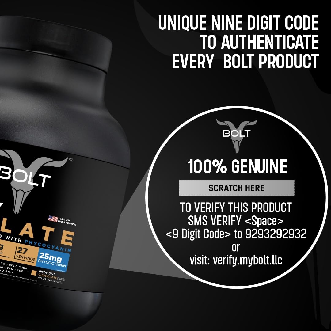 Bolt Nutrition Whey Isolate Protein Powder | with Superfood Phycocyanin | Muscle Strength - Maple Wellness Supplements