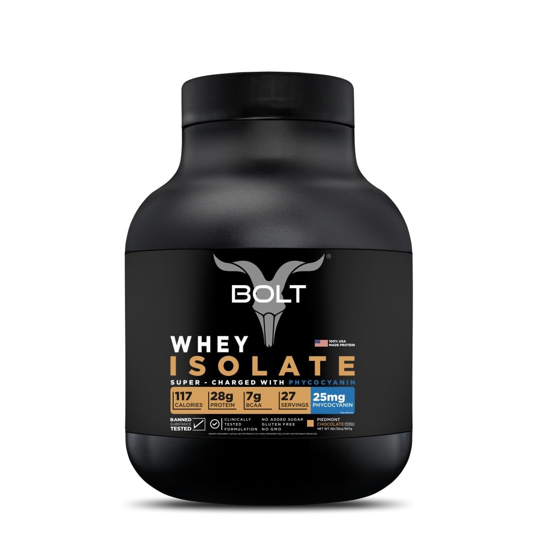 Bolt Nutrition Whey Isolate Protein Powder | with Superfood Phycocyanin | Muscle Strength - Maple Wellness Supplements