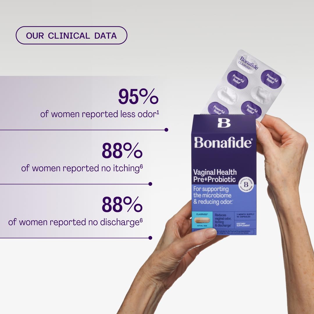 Bonafide Clairvee Vaginal Probiotic for Relief from Odor, Itching, & Discharge. — 1-Month Supply (15 Capsules) - Maple Wellness Supplements
