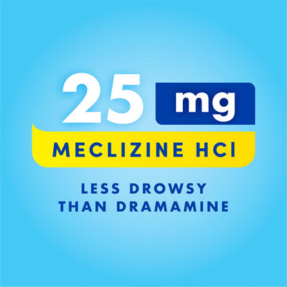 Bonine Non-Drowsy for Motion Sickness Relief, Sea Sickness, Car Sickness, Nausea, & Vomiting - Meclizine HCI 25mg, Travel-Sized - 16ct Raspberry Chewable Tablets (Packaging May Vary) - Maple Wellness Supplements