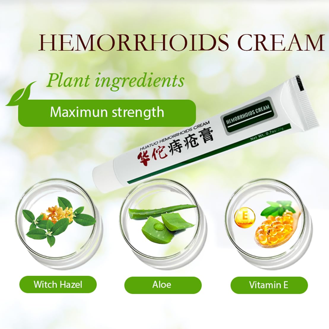 BONIORRI Hemorrhoid & Fissure Relief Ointment 20g Tube– Maximum Strength Hemorrhoid Cream, Herbs Fast Acting Ingredients. (0.7 oz Total) - Maple Wellness Supplements