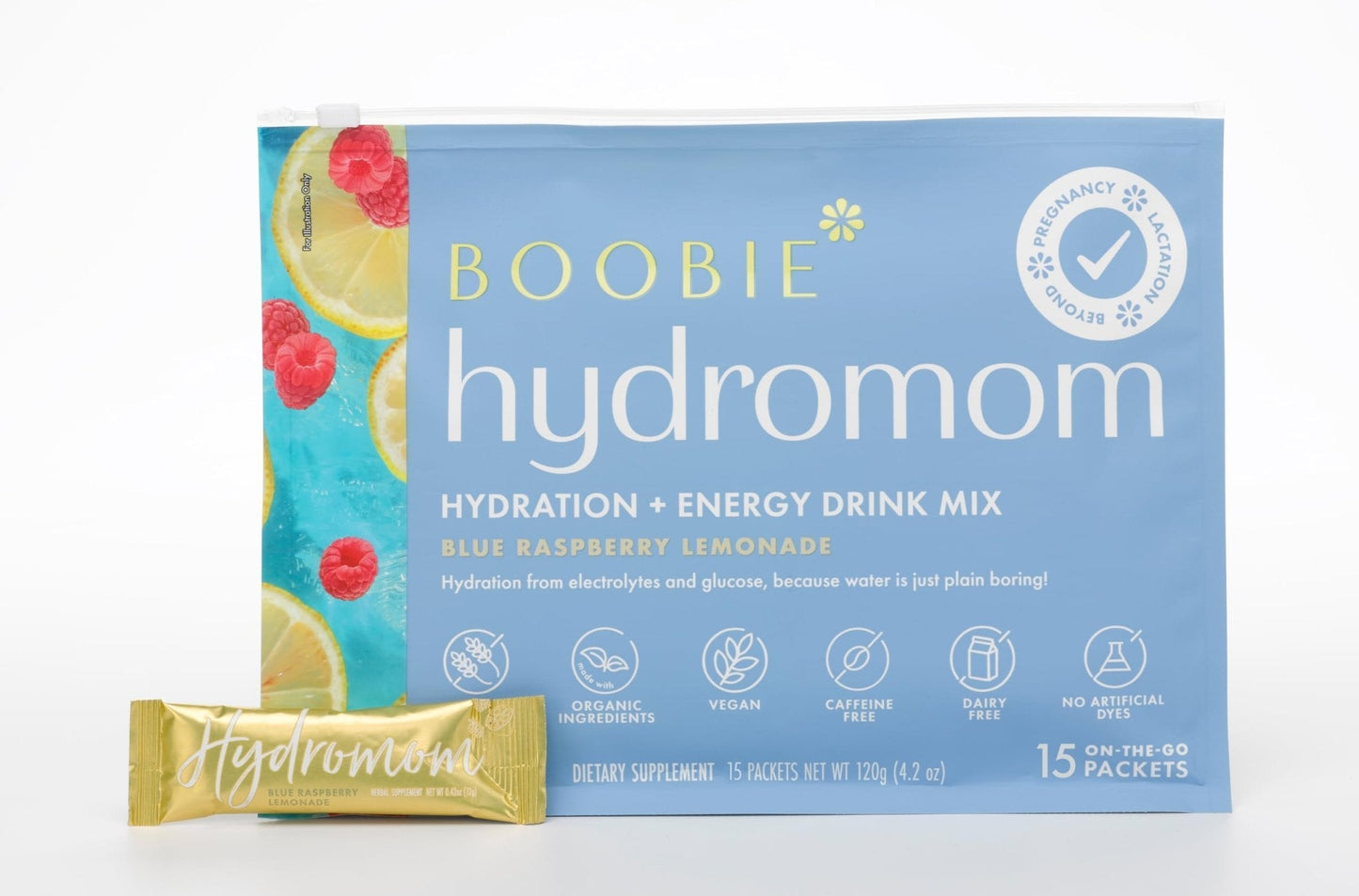 Boobie Hydromom Superfood Electrolyte Drink Mix, Blue Raspberry Lemonade | Refreshing Energy & Hydration Boost for Mamas | On-The-Go & Travel Essentials for Pregnancy, - Maple Wellness Supplements