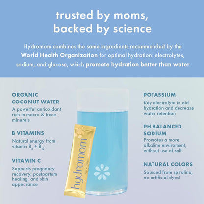 Boobie Hydromom Superfood Electrolyte Drink Mix, Blue Raspberry Lemonade | Refreshing Energy & Hydration Boost for Mamas | On-The-Go & Travel Essentials for Pregnancy, - Maple Wellness Supplements