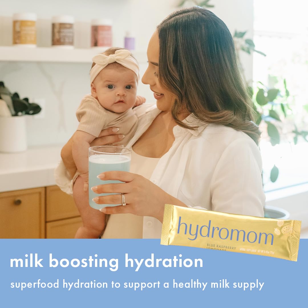 Boobie Hydromom Superfood Electrolyte Drink Mix, Blue Raspberry Lemonade | Refreshing Energy & Hydration Boost for Mamas | On-The-Go & Travel Essentials for Pregnancy, - Maple Wellness Supplements